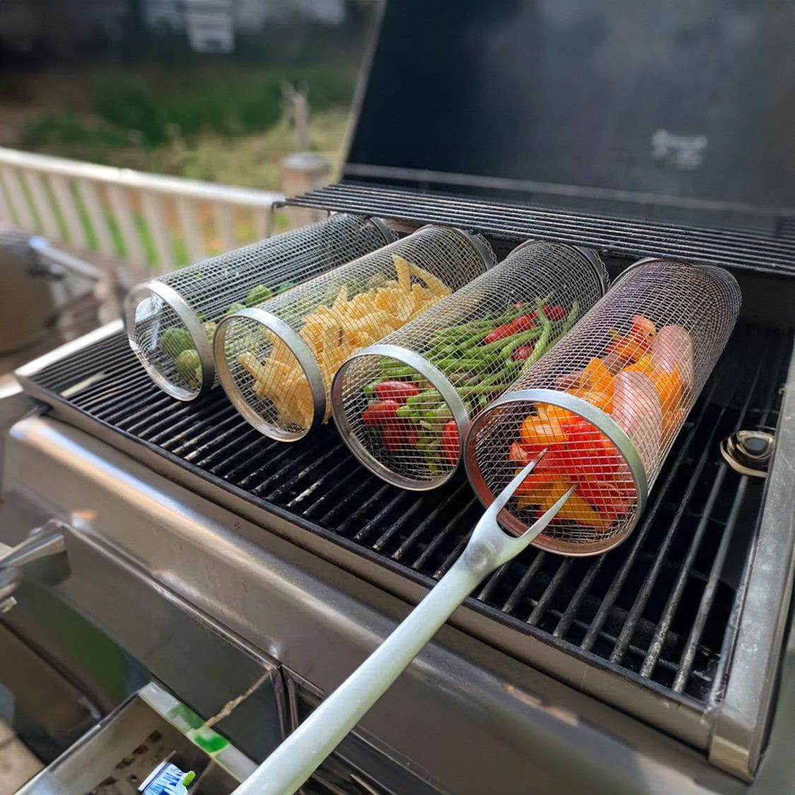 Stainless Steel BBQ Rotating Basket for Grilling Perfection