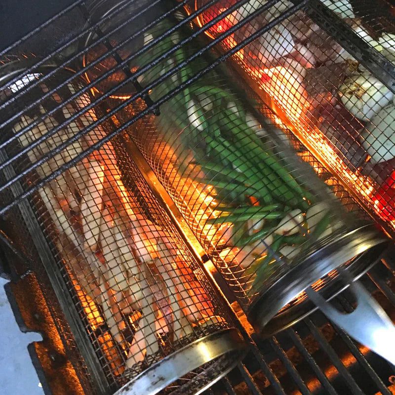 Stainless Steel BBQ Rotating Basket for Grilling Perfection