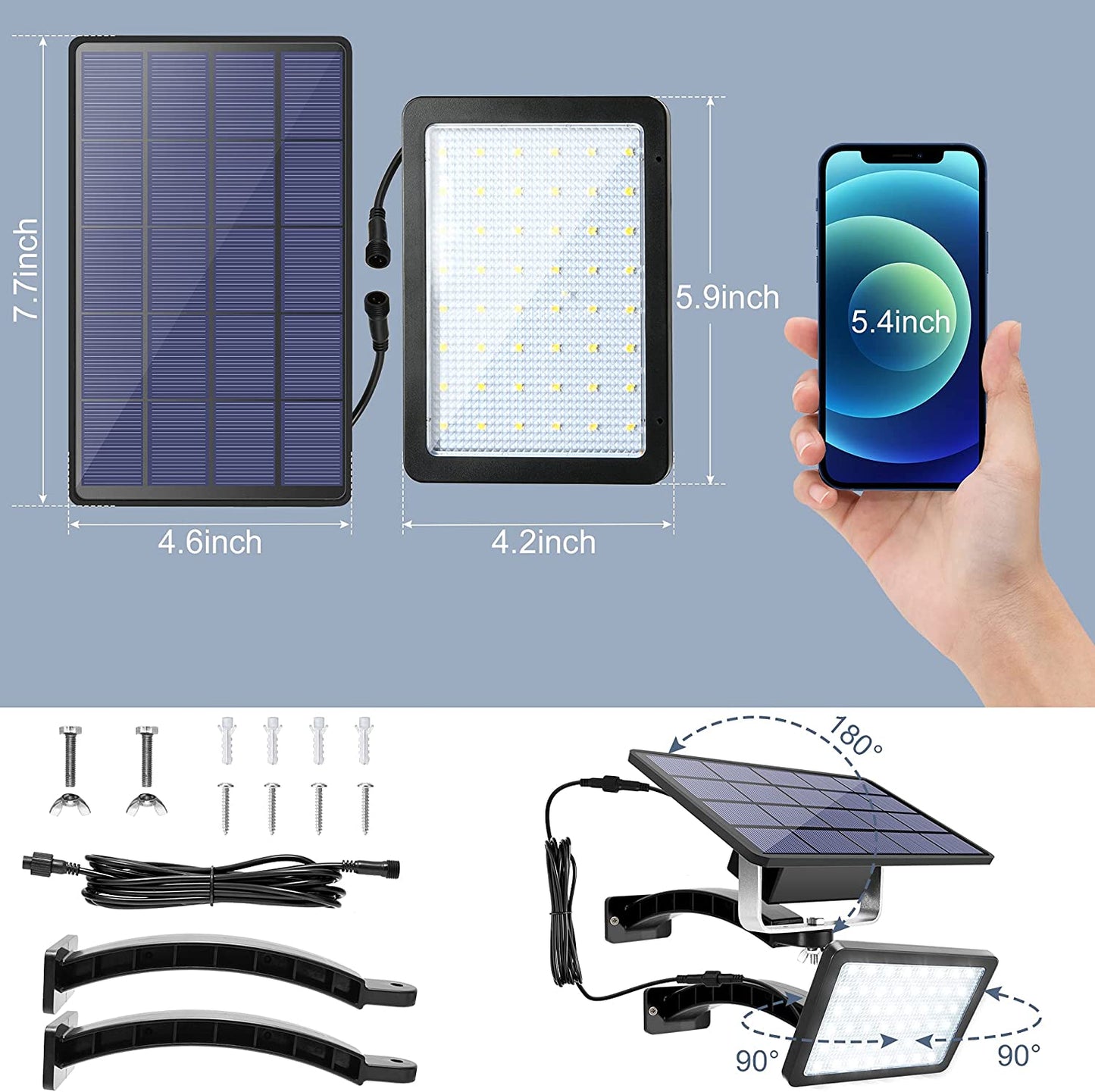 Outdoor Solar Flood Light with Motion Sensor – 5500mAh Battery, IP65 Waterproof