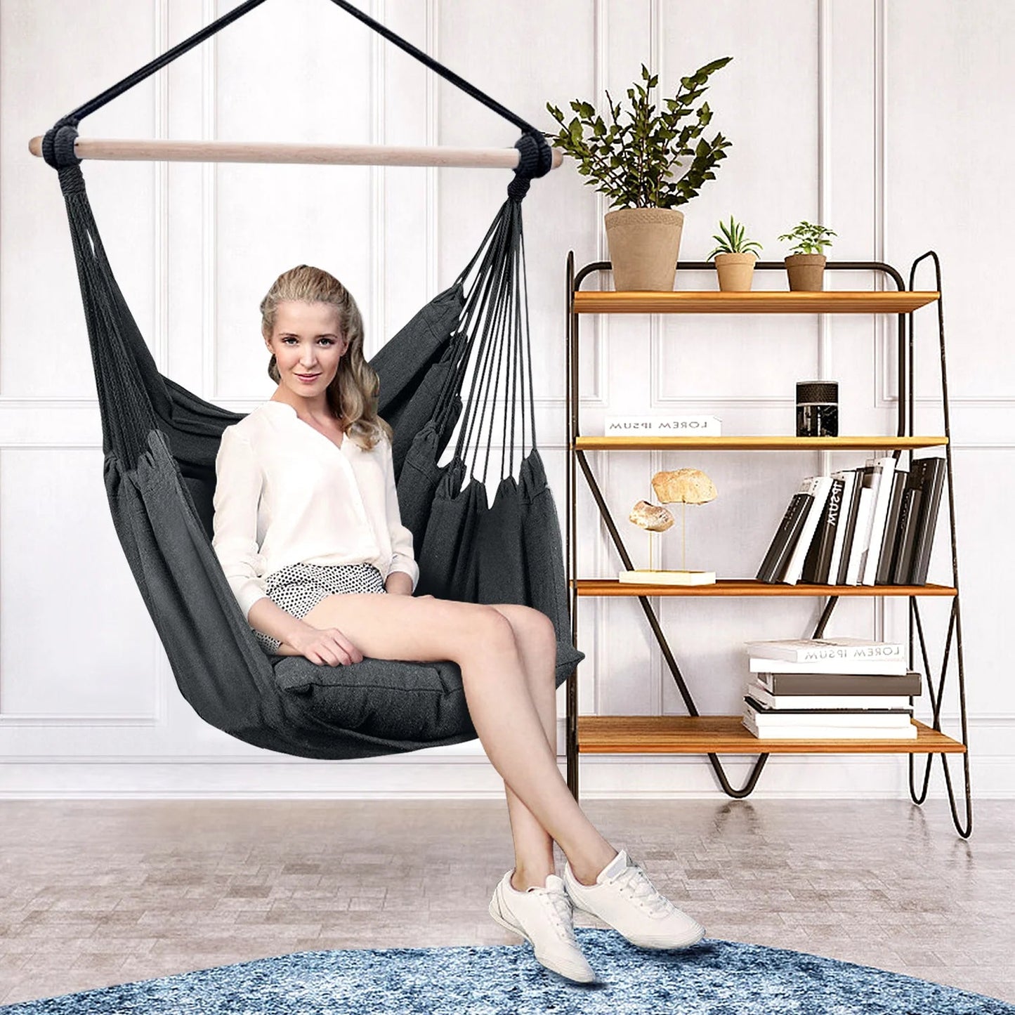 Chair Hammock Swing Chair Portable Hanging with Pocket