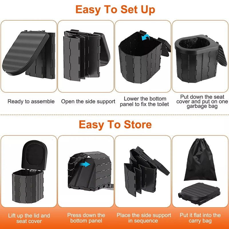 Heavy-Duty Foldable Portable Toilet for Outdoor and Emergency Use