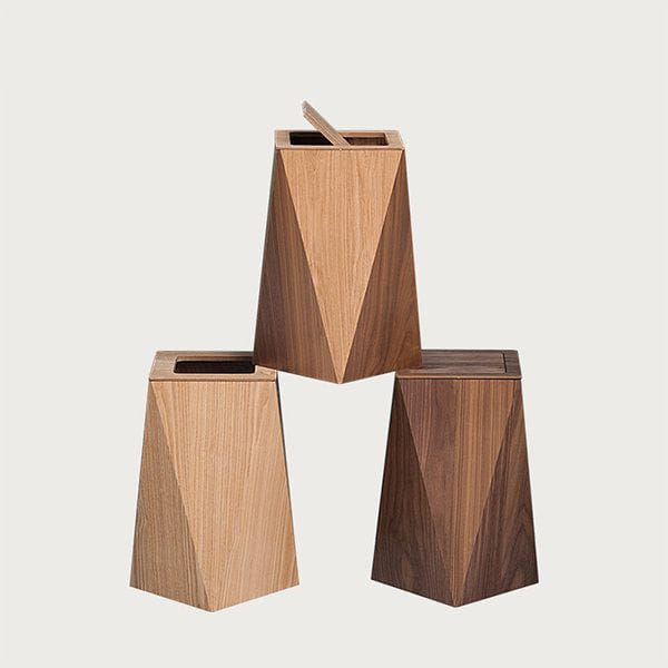 Nordic-Inspired Wooden Diamond Trash Bin