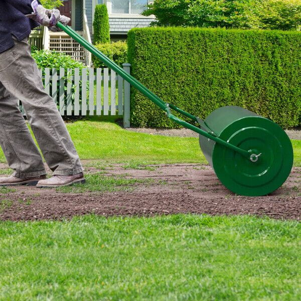 Heavy-Duty 24-Inch Steel Lawn Roller for Yard Maintenance