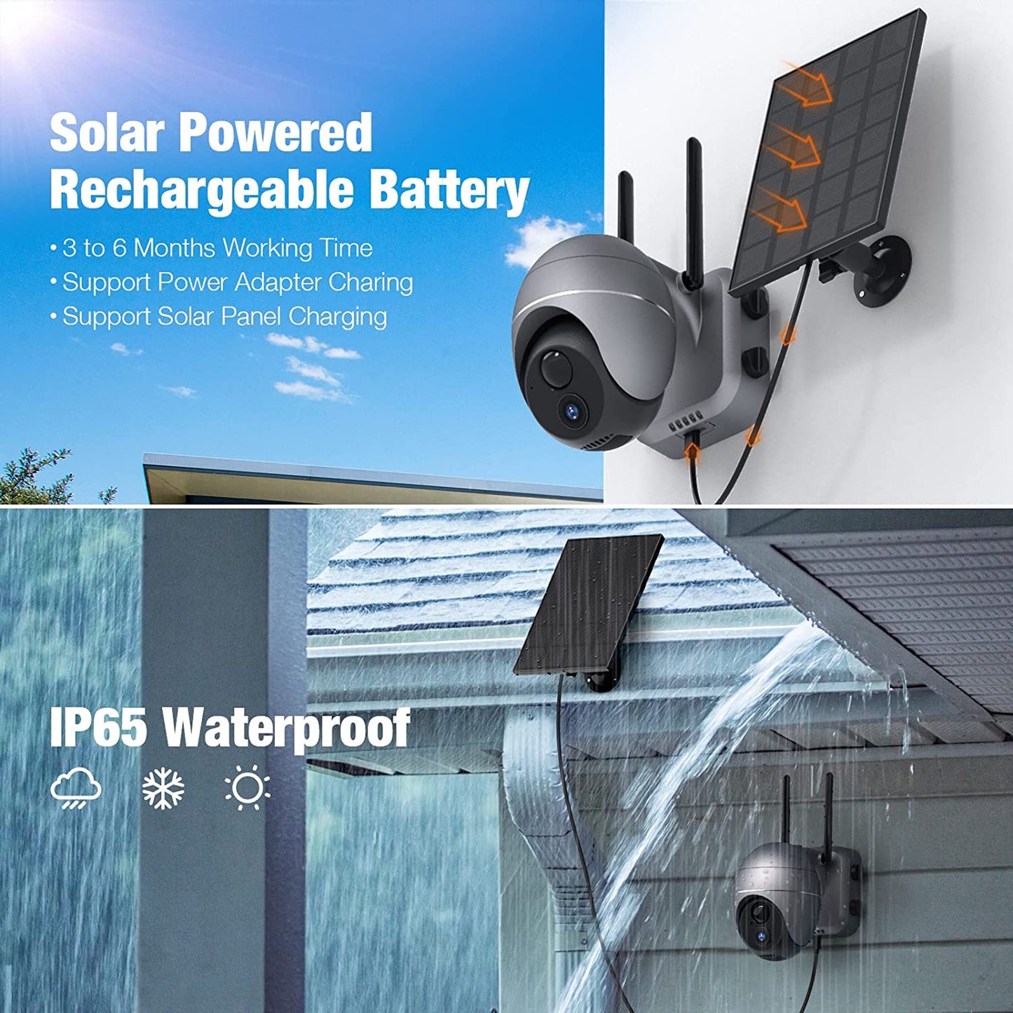 Wireless Solar-Powered Security Camera with HD Night Vision and Motion Detection