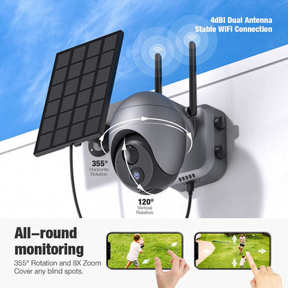 Wireless Solar-Powered Security Camera with HD Night Vision and Motion Detection