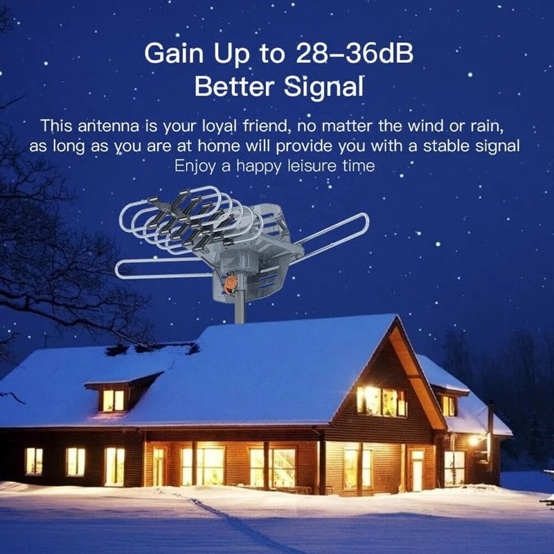 990-Mile Outdoor HD TV Antenna with Amplified Signal Boost