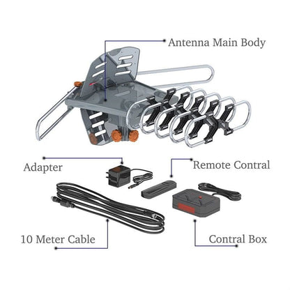 990-Mile Outdoor HD TV Antenna with Amplified Signal Boost