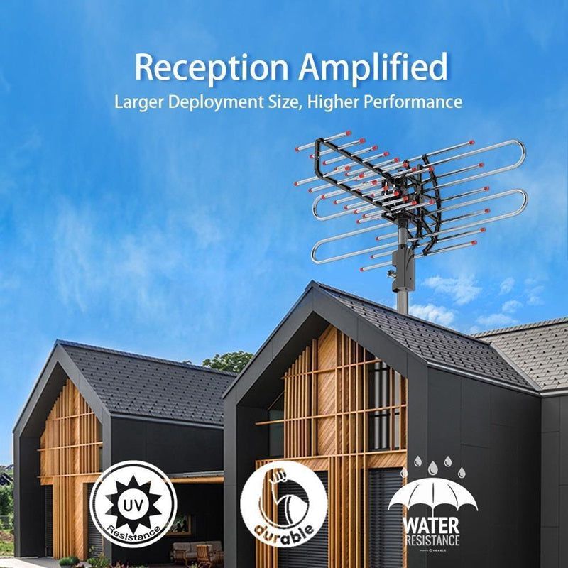 High-Performance Long-Range Outdoor TV Antenna with HD Signal Amplifier
