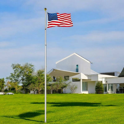 25-Foot Extendable Flagpole with Premium U.S. Flag and Gold Top