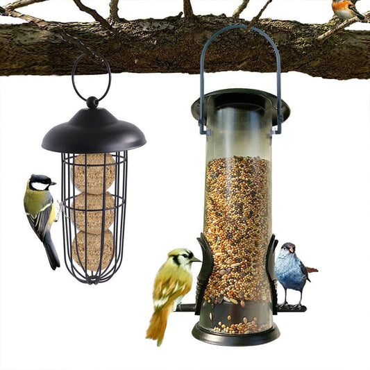 Squirrel-Resistant Hanging Bird Feeder with Metal Cage